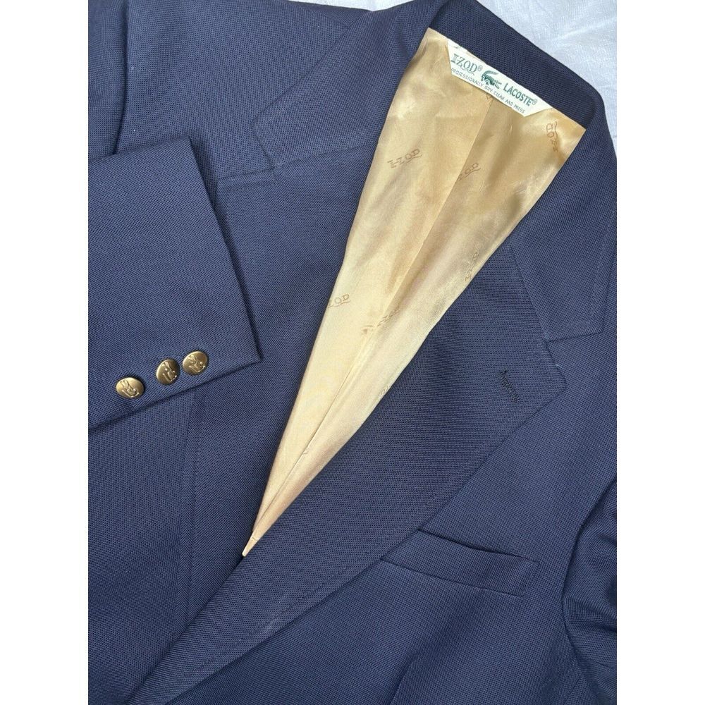 IZOD Lacoste Vintage Blue Single Breasted Two‎ Gold Buttons Blazer 42R USA Made